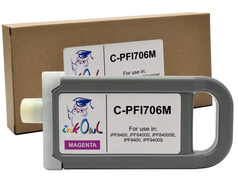 InkOwl Compatible Ink Cartridge Replacement for Canon PFI-706M (700ml, Magenta) for iPF8400, iPF8400S, iPF8400SE, iPF9400, iPF9400S Printers - Image 1